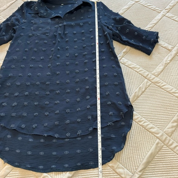 2/$10 NEW Womens Swimsuit Beach Cover up Blue Shirt Dress Swiss dots Sz S - Picture 8 of 8